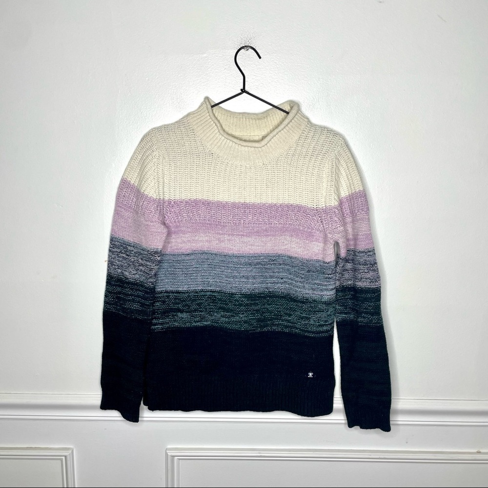 Barbour Cassins Color-block Wool Blend Mock Neck Sweater Womens 4